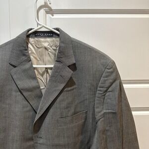Hugo Boss Suit Jacket Mens 42 Gray Stretch Single Breasted Notch Lapel Made USA